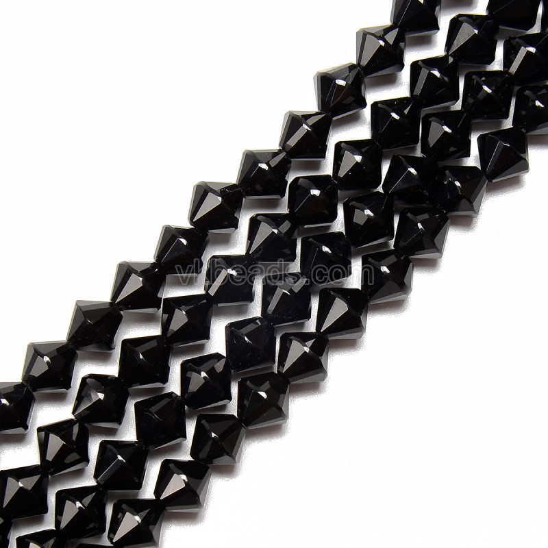 Black Agate Faceted Bicone Beads Strands, Approx 8mm, 38cm/strand