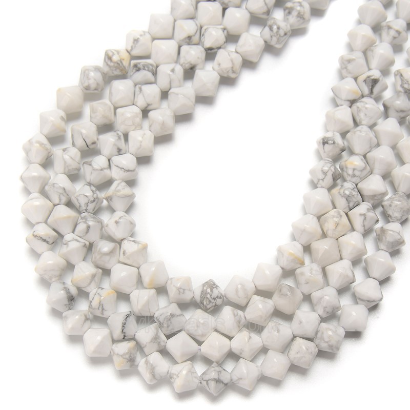 Howlite Faceted Bicone Beads Strands, Approx 8mm, 38cm/strand