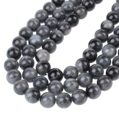 AA Grade Hawk's Eye Smooth Round Beads Strands, Approx 4-10mm, 38cm/strand