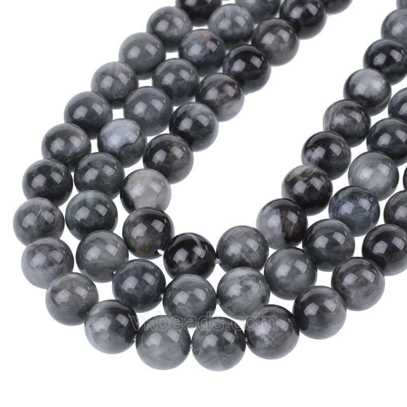 AA Grade Hawk's Eye Smooth Round Beads Strands, Approx 4-10mm, 38cm/strand