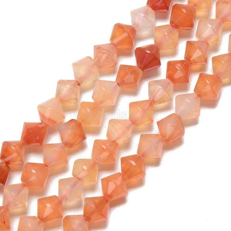Carnelian Faceted Bicone Beads Strands, Approx 8mm, 38cm/strand