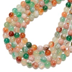 Multicolor Sakura Agate Smooth Round Beads Strands, Approx 6-10mm, 38cm/strand