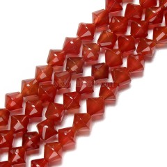 Red Agate Faceted Bicone Beads Strands, Approx 8mm, 38cm/strand