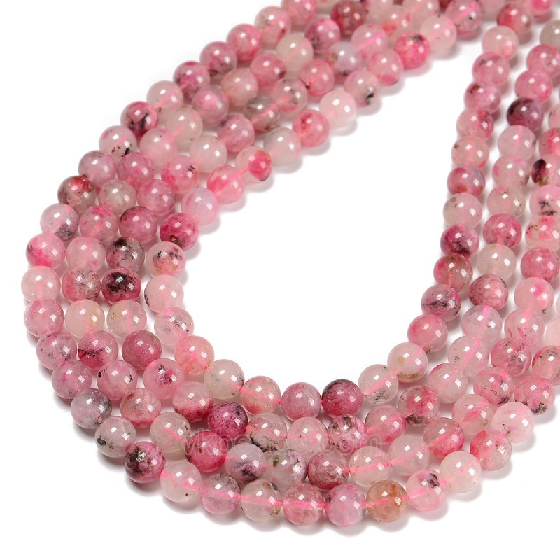 Cherry Flower Sakura Quartz  Smooth Round Beads Strands, Approx 6-8mm, 38cm/strand