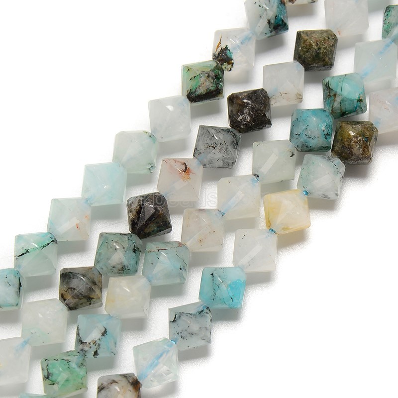 Chrysocolla Azurite Faceted Bicone Beads Strands, Approx 8mm, 38cm/strand