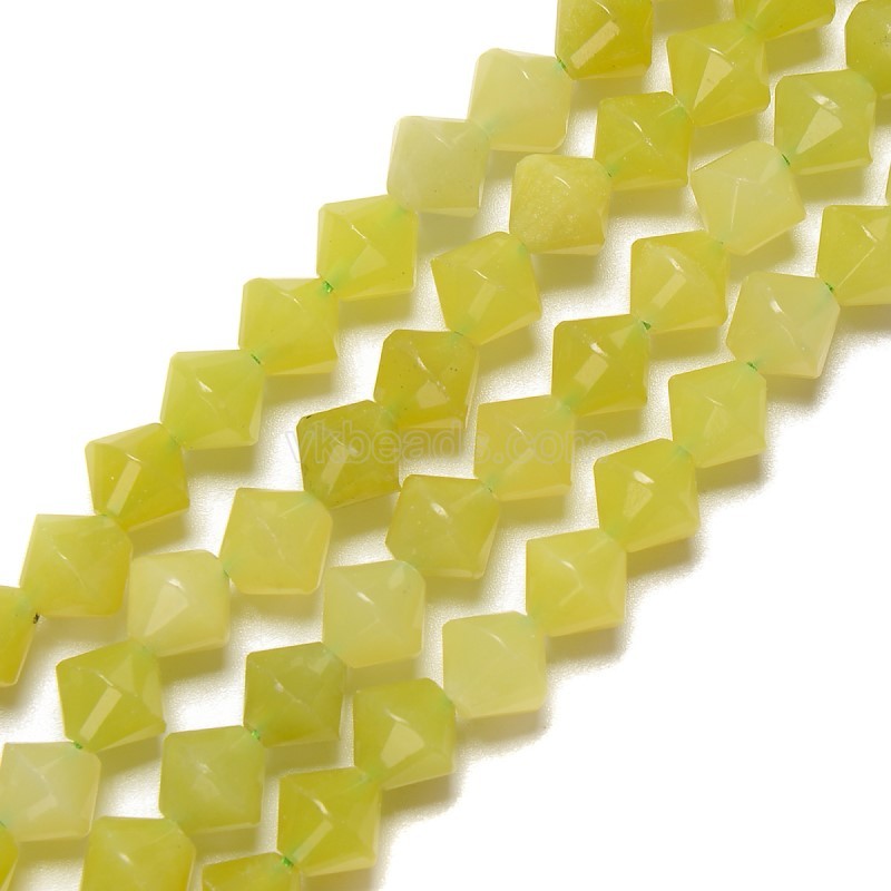 Lemon Jade Faceted Bicone Beads Strands, Approx 8mm, 38cm/strand