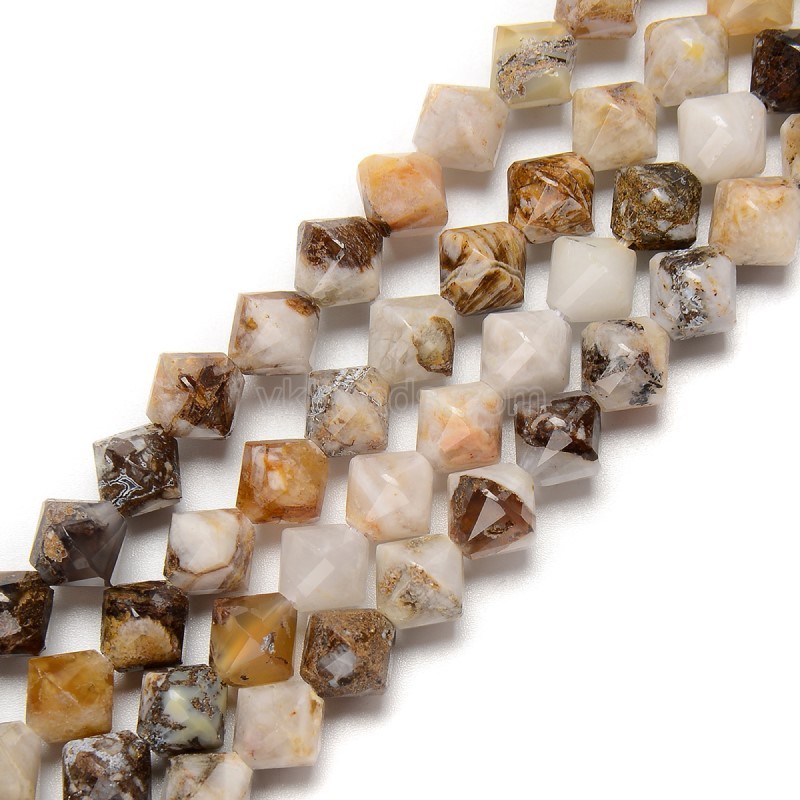 American Petrified Wood Faceted Bicone Beads Strands, Approx 8mm, 38cm/strand