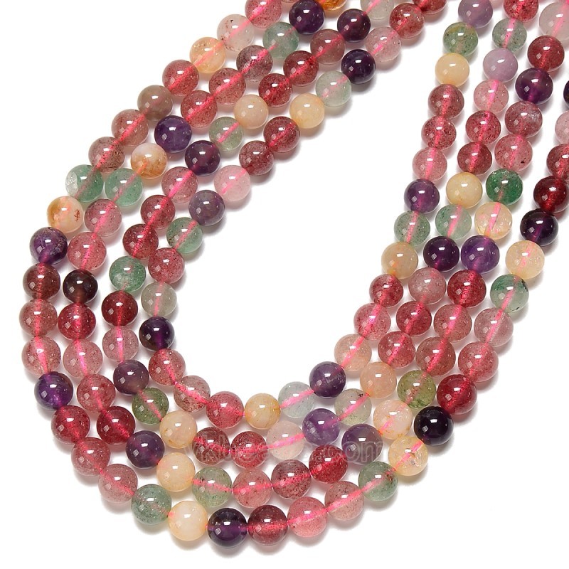 Super Seven Quartz Smooth Round Beads Strands, Approx 6-10mm, 38cm/strand