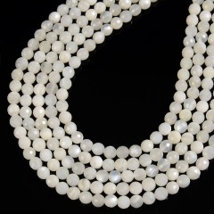 White Moonstone Faceted Round Beads Strands, 128 Facets, Approx 6-10mm, 38cm/strand
