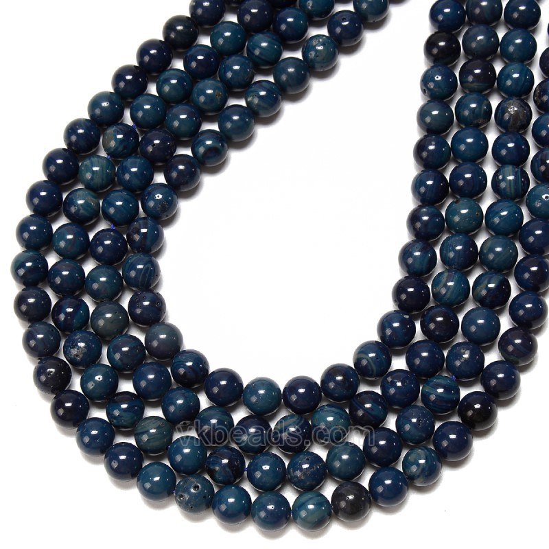 Blue Sieber Agate Smooth Round Beads Strands, Approx 6-10mm, 38cm/strand