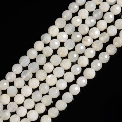 White Moonstone Faceted Round Beads Strands, 128 Facets, Approx 6-10mm, 38cm/strand