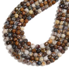 Pietersite Faceted Round Beads Strands, 128 Facets, Approx 6-10mm, 38cm/strand