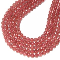 Red Strawberry Quartz Smooth Round Beads Strands, Approx 6-12mm, 38cm/strand