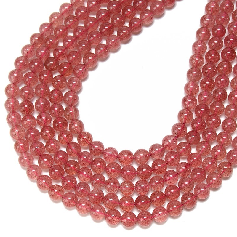 Red Strawberry Quartz Smooth Round Beads Strands, Approx 6-12mm, 38cm/strand