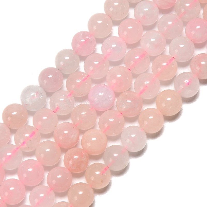Pink Morganite Smooth Round Beads Strands, Approx 6-10mm, 38cm/strand