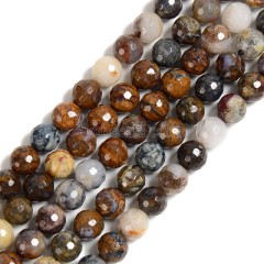 Pietersite Faceted Round Beads Strands, 128 Facets, Approx 6-10mm, 38cm/strand