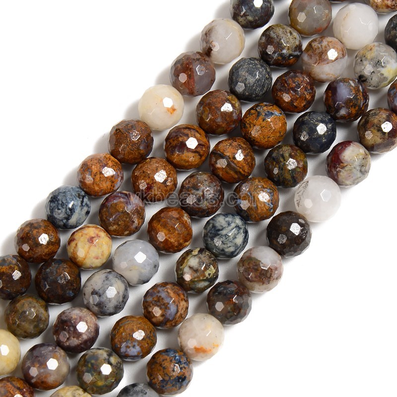 Pietersite Faceted Round Beads Strands, 128 Facets, Approx 6-10mm, 38cm/strand