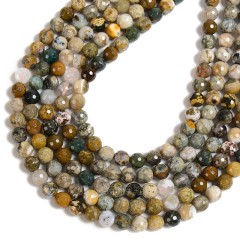 Ocean Jasper Faceted Round Beads Strands, 128 Facets, Approx 6-8mm, 38cm/strand