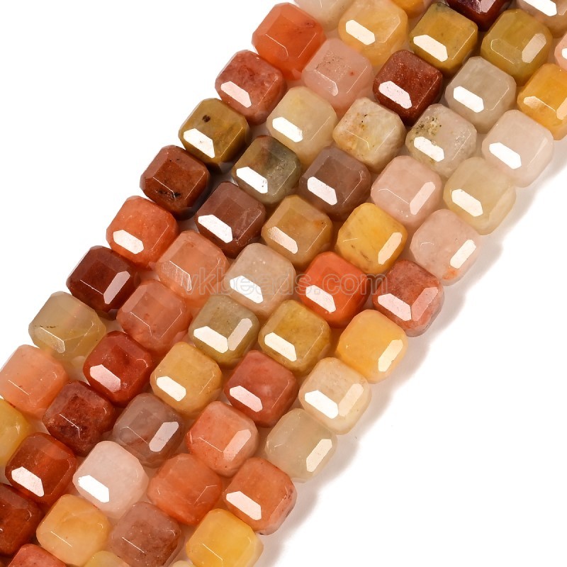 Quartzite Jade Faceted Cube Beads Strands, Approx 8-9mm, 38cm/strand