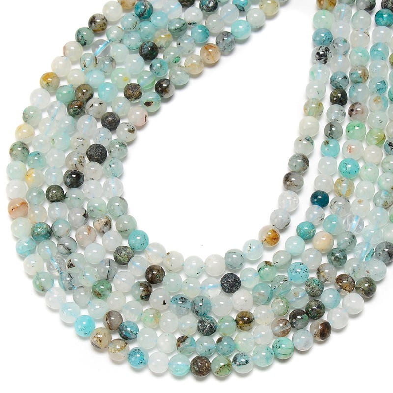 Chrysocolla Quartz Smooth Round Beads Strands, Approx 6-10mm, 38cm/strand