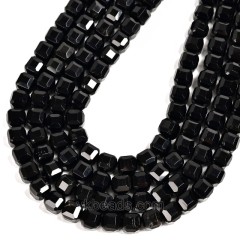 Black Agate Faceted Cube Beads Strands, Approx 8-9mm, 38cm/strand
