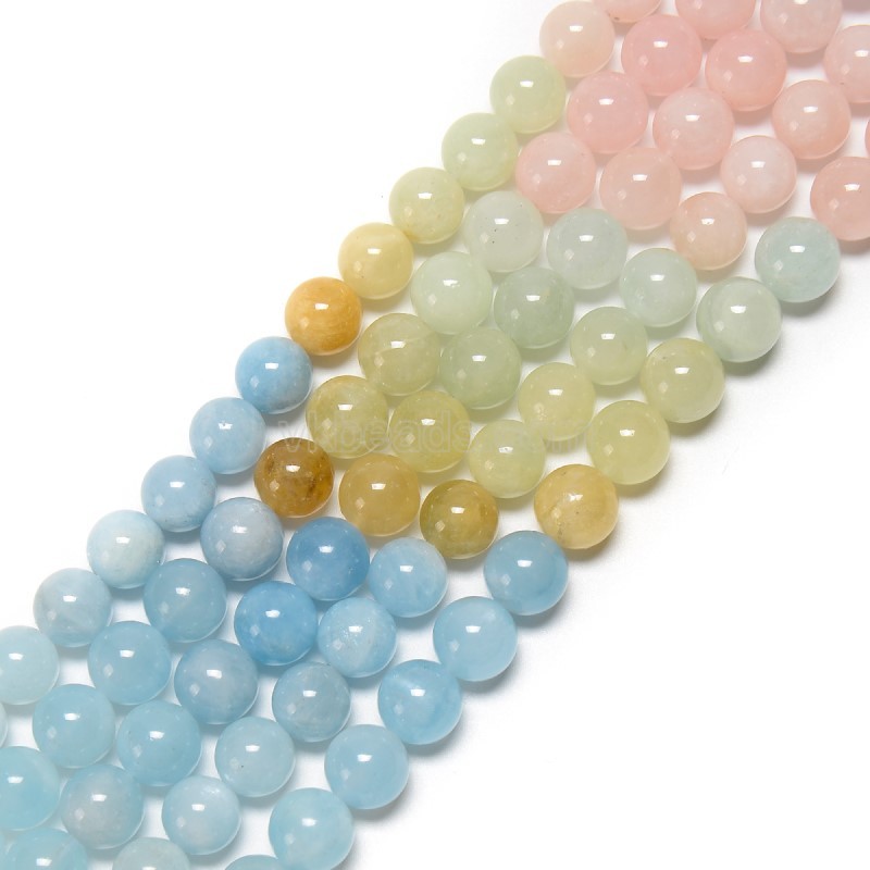 Gradient Morganite Smooth Round Beads Strands, Approx 6-10mm, 38cm/strand