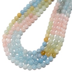 Gradient Morganite Smooth Round Beads Strands, Approx 6-10mm, 38cm/strand