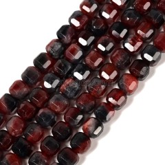 Dyed Garnet Color Jade Faceted Cube Beads Strands, Approx 8-9mm, 38cm/strand