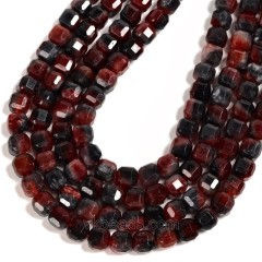 Dyed Garnet Color Jade Faceted Cube Beads Strands, Approx 8-9mm, 38cm/strand