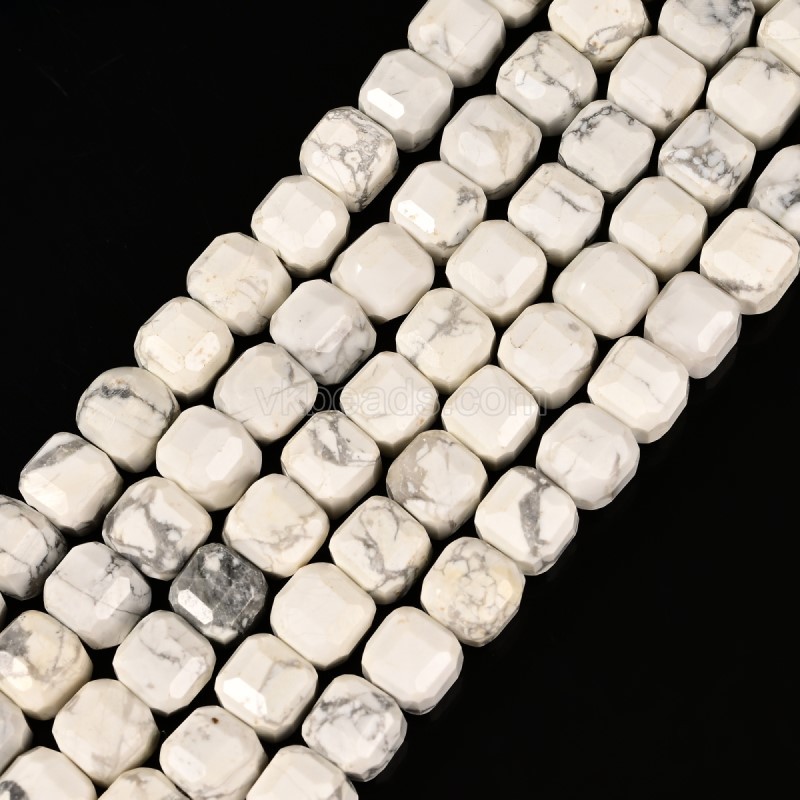 Howlite Faceted Cube Beads Strands, Approx 8-9mm, 38cm/strand