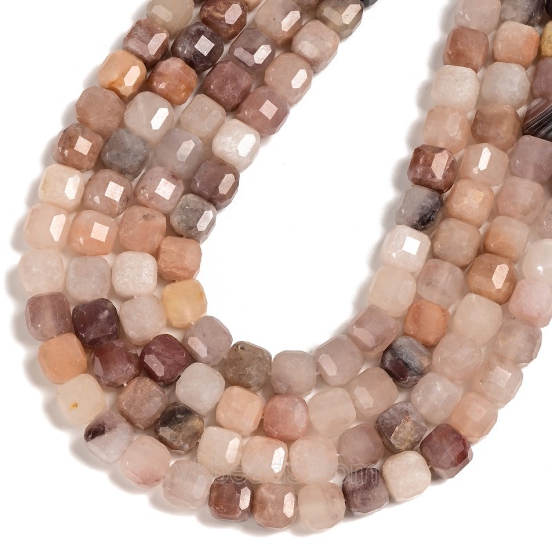Multicolor Rutilated Quartz Faceted Cube Beads Strands, Approx 8-9mm, 38cm/strand