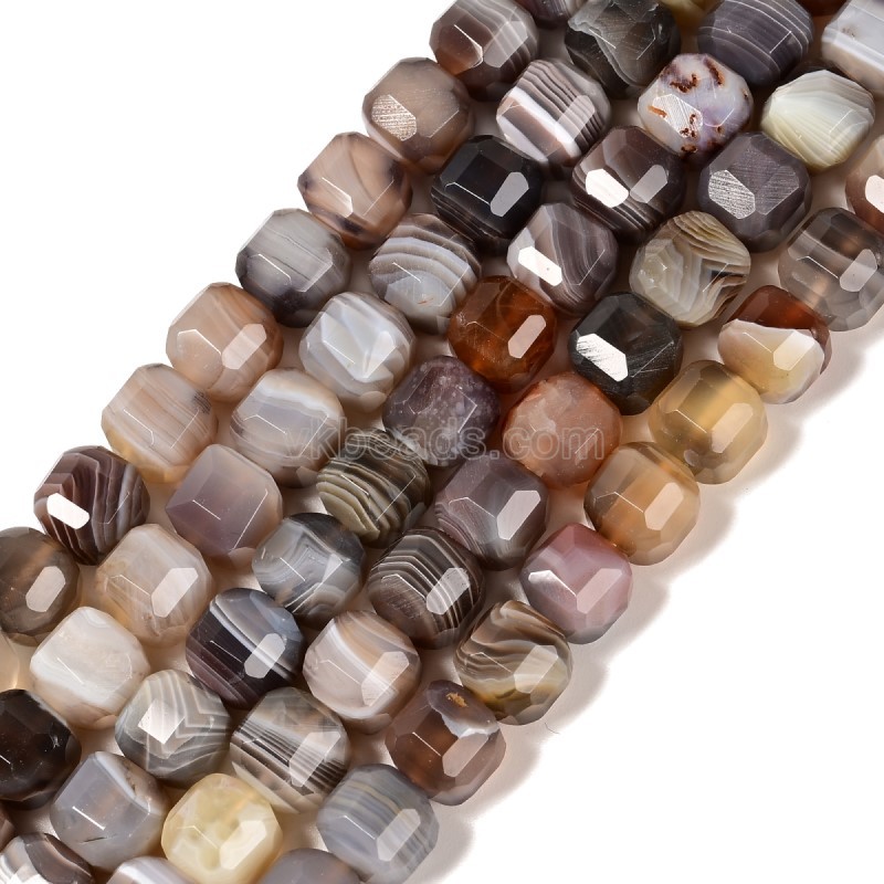 Botswana Agate Faceted Cube Beads Strands, Approx 8-9mm, 38cm/strand