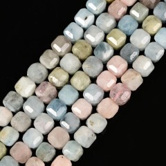 Morganite Faceted Cube Beads Strands, Approx 8-9mm, 38cm/strand