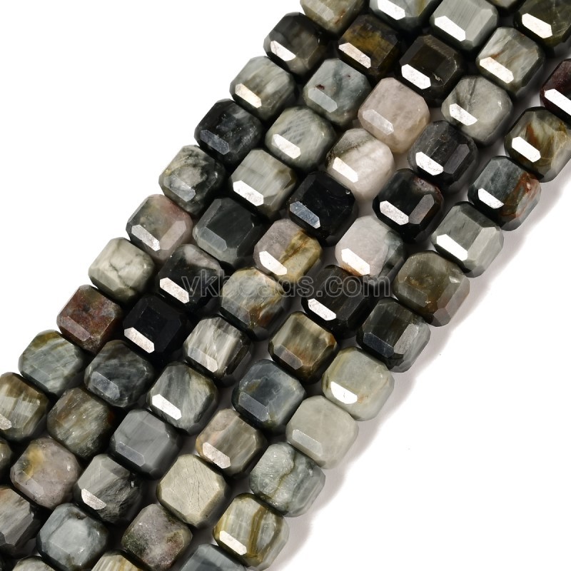 Hawk's Eye Faceted Cube Beads Strands, Approx 8-9mm, 38cm/strand