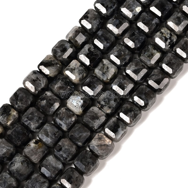 Larvikite Faceted Cube Beads Strands, Approx 8-9mm, 38cm/strand