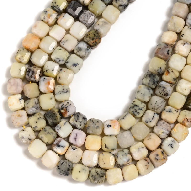 Opal Faceted Cube Beads Strands, Approx 8-9mm, 38cm/strand