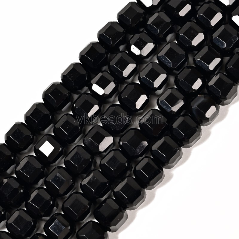Black Tiger Eye Faceted Cube Beads Strands, Approx 8-9mm, 38cm/strand