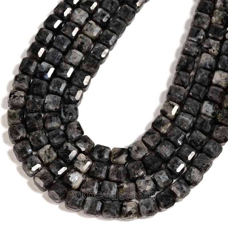 Larvikite Faceted Cube Beads Strands, Approx 8-9mm, 38cm/strand