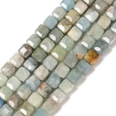 Aquamarine Faceted Cube Beads Strands, Approx 8-9mm, 38cm/strand