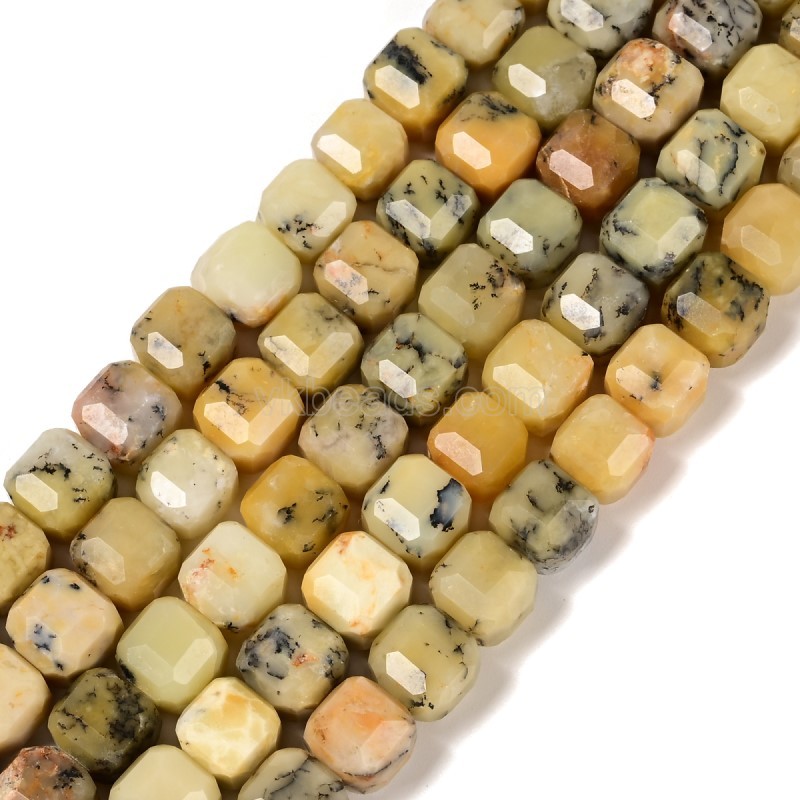 Yellow Opal Faceted Cube Beads Strands, Approx 8-9mm, 38cm/strand