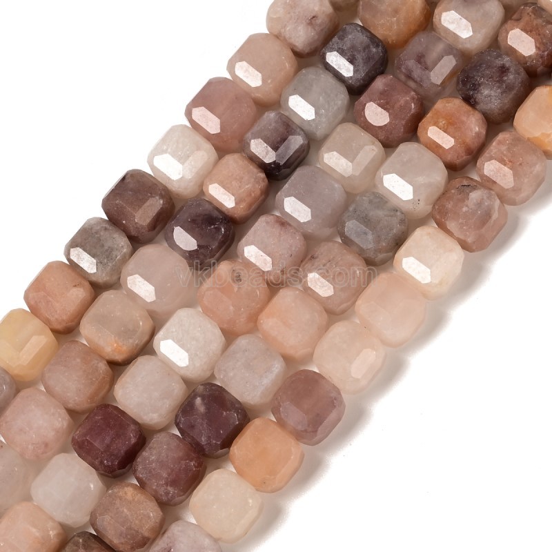 Multicolor Rutilated Quartz Faceted Cube Beads Strands, Approx 8-9mm, 38cm/strand