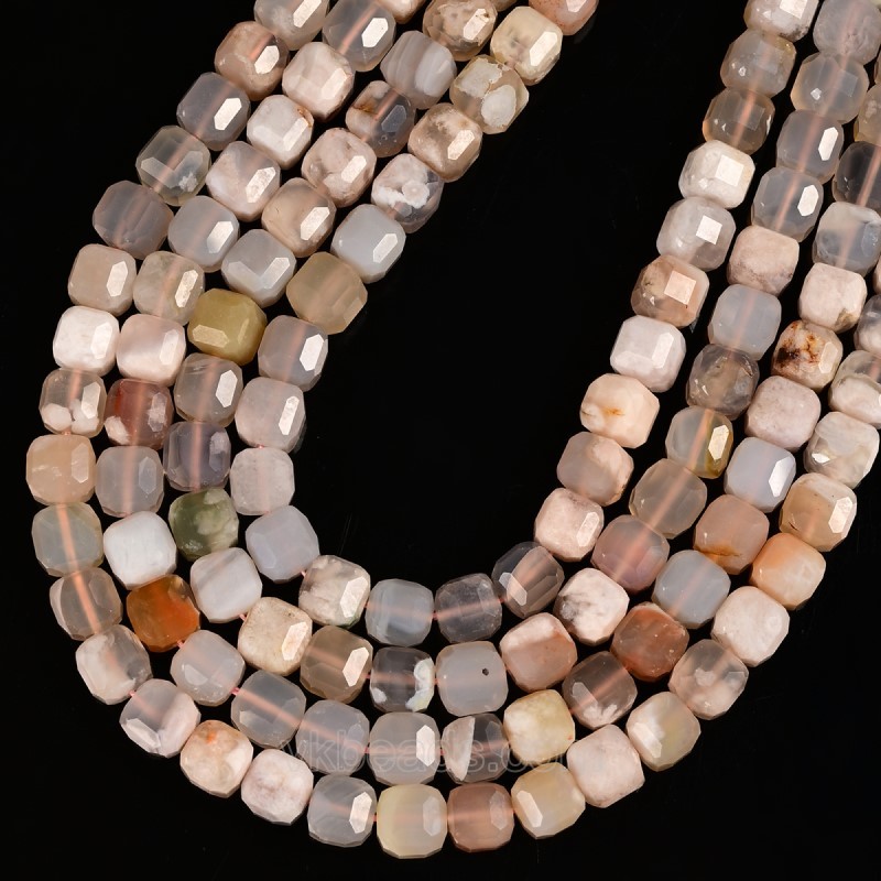 Sakura Agate Faceted Cube Beads Strands, Approx 8-9mm, 38cm/strand