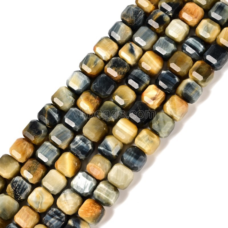 Dream Tiger Eye Faceted Cube Beads Strands, Approx 8-9mm, 38cm/strand