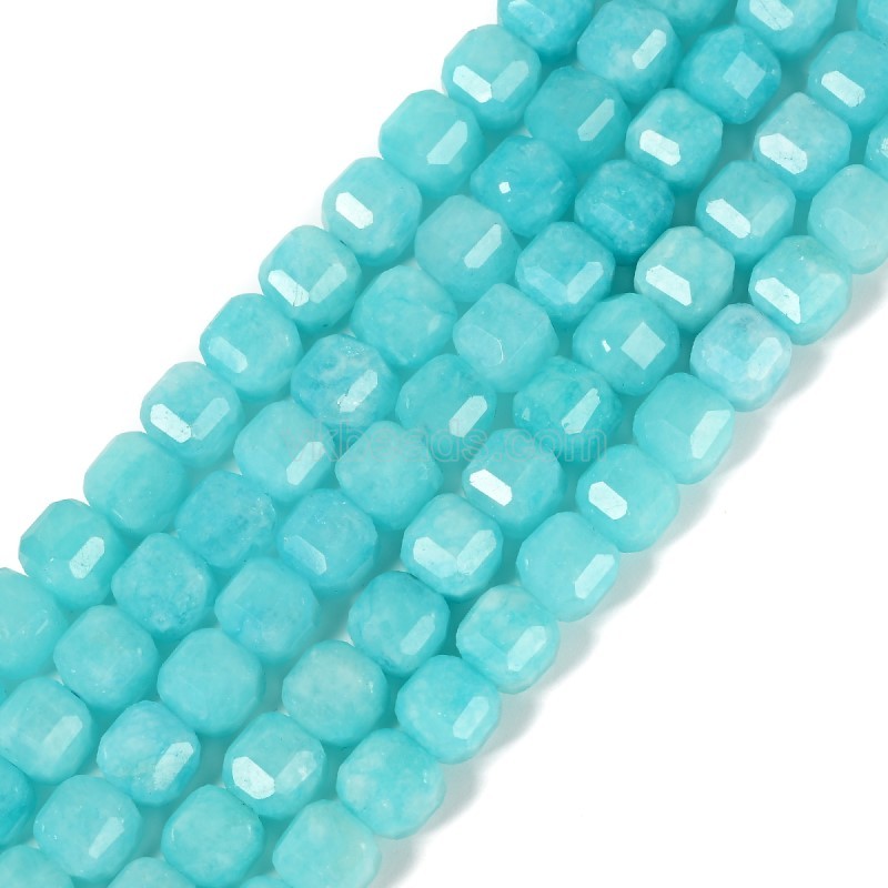 Dyed Blue Jade Faceted Cube Beads Strands, Approx 8-9mm, 38cm/strand