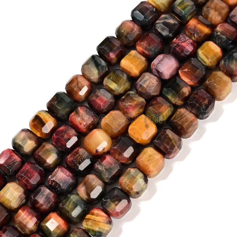 Multicolor Tiger Eye Faceted Cube Beads Strands, Approx 8-9mm, 38cm/strand