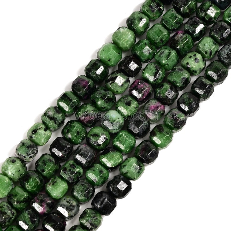 Ruby Zoisite Faceted Cube Beads Strands, Approx 8-9mm, 38cm/strand