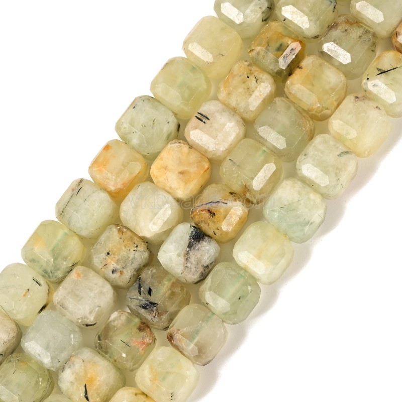 Prehnite Faceted Cube Beads Strands, Approx 8-9mm, 38cm/strand