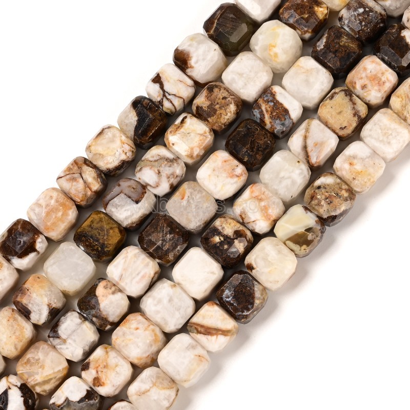 American Petrified Wood Jasper Faceted Cube Beads Strands, Approx 8-9mm, 38cm/strand