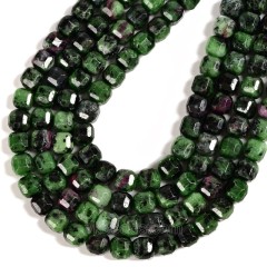 Ruby Zoisite Faceted Cube Beads Strands, Approx 8-9mm, 38cm/strand