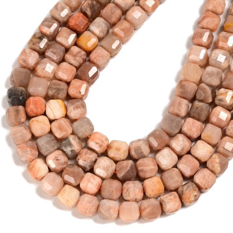 B Grade Sunstone Faceted Cube Beads Strands, Approx 8-9mm, 38cm/strand